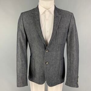 AMI Size 42 Indigo White Twill Polyamide Blend Sport Coat